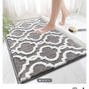 Bath mat Non Slip, Fluffy Microfiber Bathroom Rugs Washable, Grey, 16x24 Inch